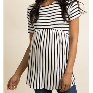 PinkBlush White&Black Peplum Maternity Top